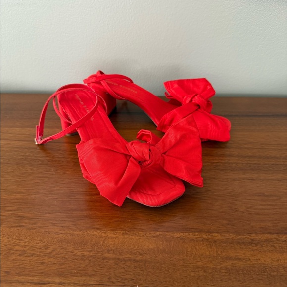 Loeffler Randall Carmen Red Moiré Bow Heel - Picture 2 of 3
